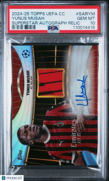 2024-25 Topps UEFA Club Competitions Topps Superstar Autograph Relics Yunus Musah #SARYM PSA 10