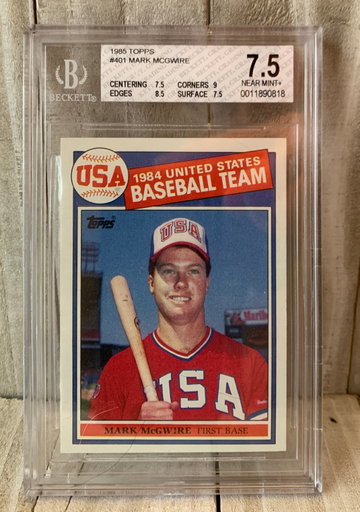 1985 Topps USA Baseball Mark McGwire RC BGS 7.5