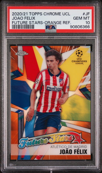 2020 STAR JOAO FELIX TOPPS CHROME UEFA CHAMPIONS LEAGUE FUTURE S FUTURE STARS-ORANGE REF. #JF PSA 10