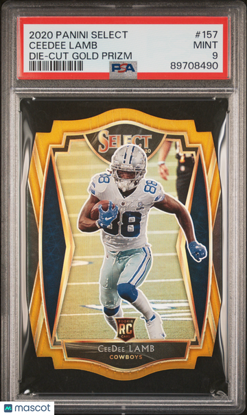 2020 Panini Select Ceedee Lamb #157 Die Cut Gold Prizm PSA 9
