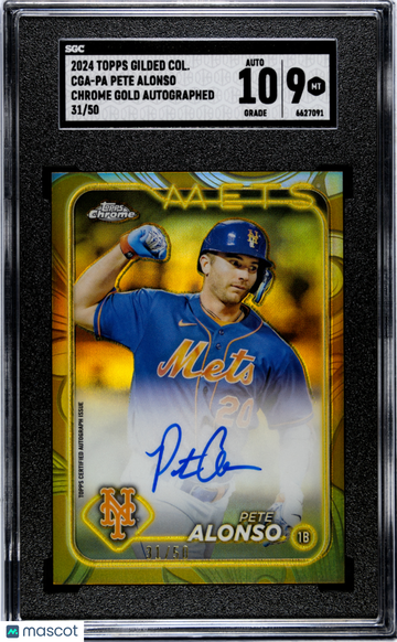 2024 Topps Gilded Collection Pete Alonso #CGA-PA Chrome Gold Autograph SGC 9 Auto 10