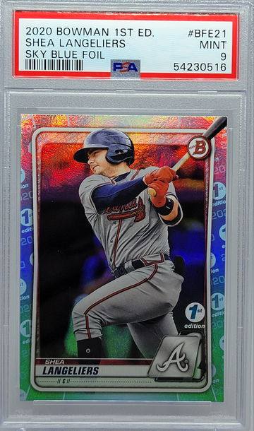 2020 BOWMAN 1ST ED. #BFE21 SHEA LANGELIERS SKY BLUE FOIL PSA 9