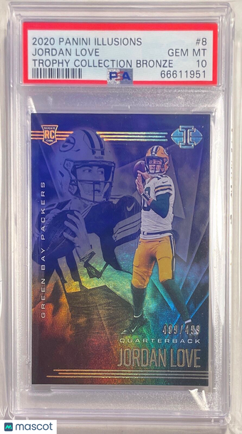 2020 Panini Illusions Jordan Love #8 Trophy Collection Bronze PSA 10