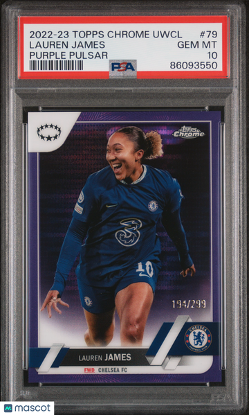 2022-23 Topps Chrome UEFA Women's Champions League Lauren James #79 Purple Pulsar PSA 10