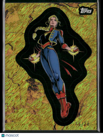 2025 Topps Marvel Comic Book Heroes 1975 Captain Marvel Gold Flake Shimmer 15/24 #109
