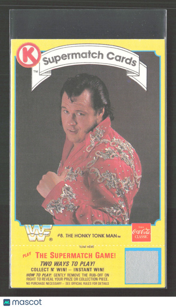 1987 Circle K WWF Supermatch Cards The Honky Tonk Man #8 Scratch-off Game Card