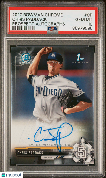 2017 Bowman Chrome Prospect Autographs Chris Paddack #CP PSA 10 Topps