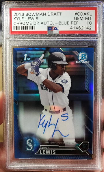 2016 Bowman Kyle Lewis Blue Refractor Auto #012/150 PSA 10