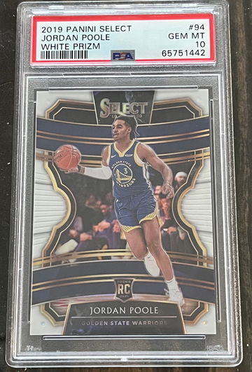 Rare Jordan Poole 2019-20 Select RC #94 White Prizm /149 PSA 10 Rookie Card RC