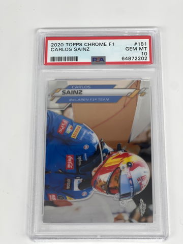2020 Topps Chrome F1 Carlos Sainz Refractor PSA 10 #181