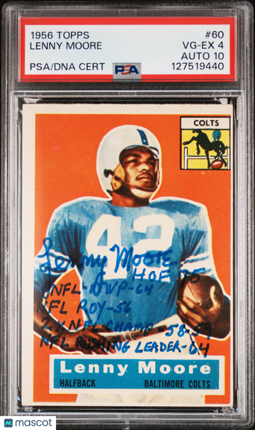 1956 Topps Lenny Moore #60 PSA 4 Auto 10