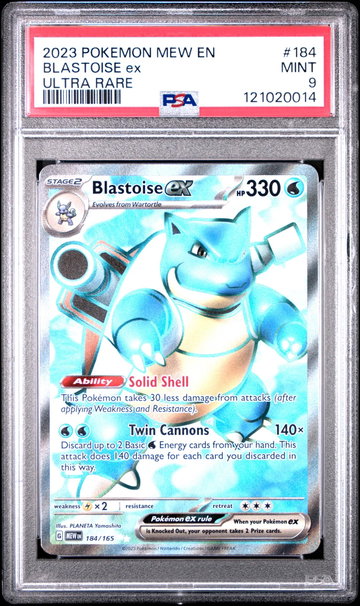 2023 Pokemon Scarlet and Violet 151 Ultra Rare Blastoise Ex #184 PSA 9