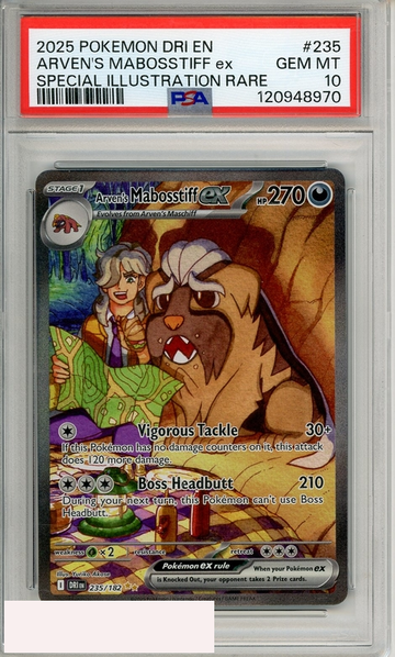 2025 POKEMON DRI EN-DEST RIVALS ARVENS MABOSSTIFF EX #235 SIR PSA 10