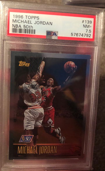 Michael Jordan 1996 Topps 50th foil psa 7.5 SP #139
