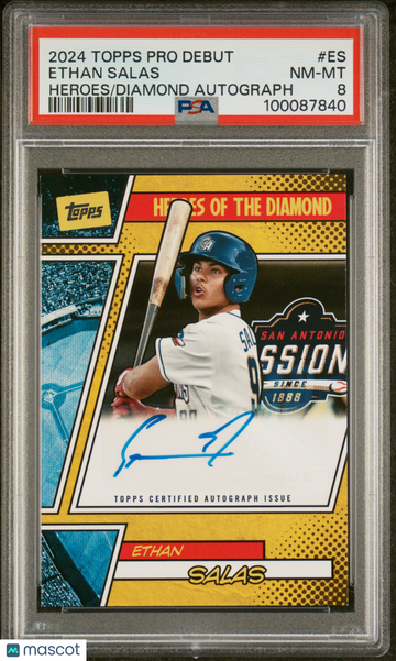 2024 Topps Pro Debut Heroes Of The Diamond Autographs Ethan Salas #ES Copper PSA 8