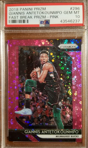 2018-19 MVP YEAR Prizm Pink Fast Break Prizm #'d 42/50 Giannis Antetokounmpo PSA 10 Gem Mint