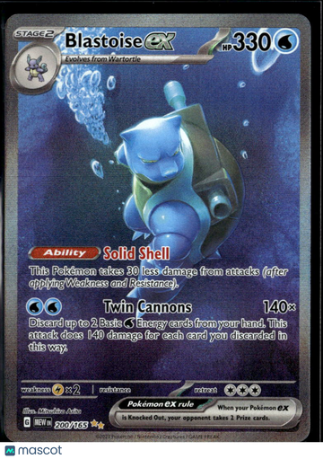 2023 Scarlet & Violet 151 Blastoise EX Holo Secret Rare SAR #200/165