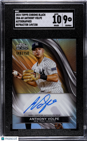 2024 Topps Chrome Black Anthony Volpe #CBA-AV Autograph Refractor SGC 9 Auto 10