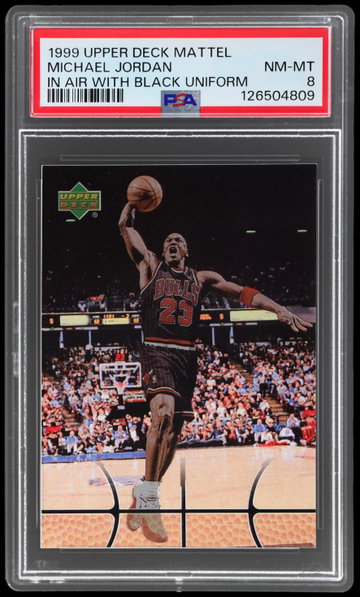 1999 Upper Deck Mattel Michael Jordan In Air Black Uniform PSA 8