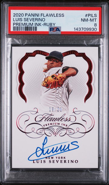2020 Panini Flawless Premium Ink Ruby Luis Severino #PILS /20 PSA 8