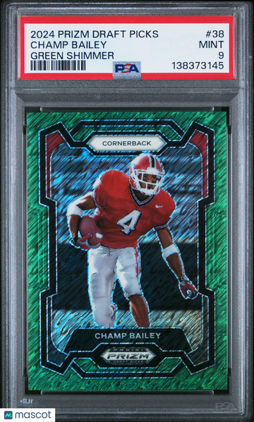 2024 Panini Prizm Draft Picks Champ Bailey #38 Green Shimmer PSA 9