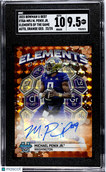 2023 Bowman U Best Michael Penix JR. #ETGA-MPJ Elements Of The Game Autograph Orange Geometric Refractor SGC 9.5 Auto 10