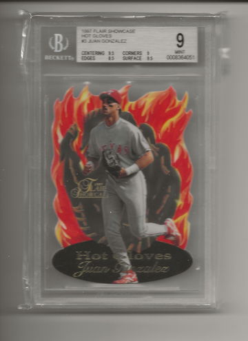 1997 Flair Showcase Hot Gloves Juan Gonzalez BGS 9 Mint