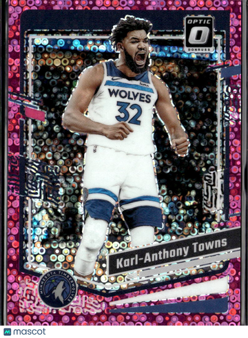 Karl-Anthony Towns 2024 Panini Donruss Optic Prizm Pink Velocity /25 Minnesota Timberwolves