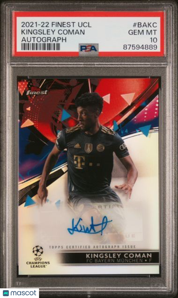 2021-2022 Topps Finest UEFA Champions League Autographs Kingsley Coman #BAKC PSA 10