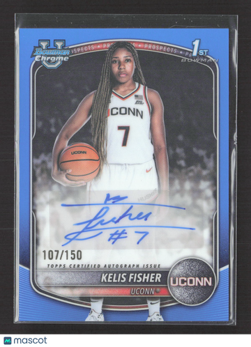2025 Bowman Chrome University Kelis Fisher #CPA-KF Blue Refractor 1st Bowman 107/150 Auto