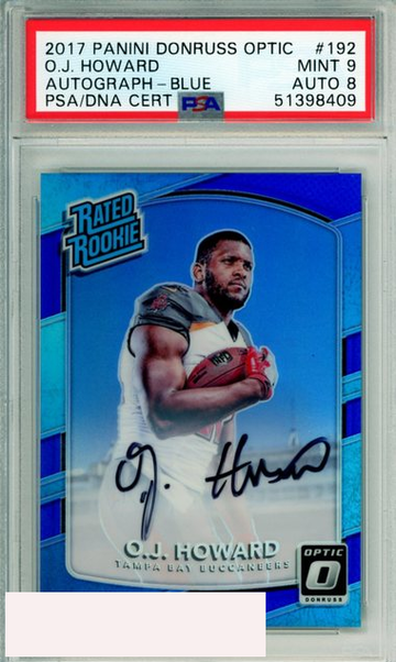 2017 PANINI DONRUSS OPTIC O J HOWARD #192 AUTOGRAPH-BLUE ROOKIE BUCS PSA 9 MINT