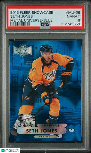 2013-14 Fleer Showcase Metal Universe Seth Jones #MU-36 Blue Rookie PSA 8