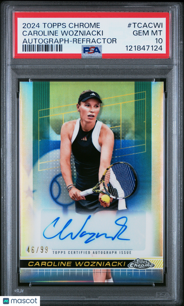 2024 Topps Chrome Tennis Autographs Caroline Wozniacki #TCACWI Refractor 46/99 PSA 10