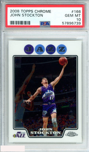 2008 TOPPS CHROME JOHN STOCKTON #166 UTAH JAZZ POP 2!! PSA 10 GEM MT