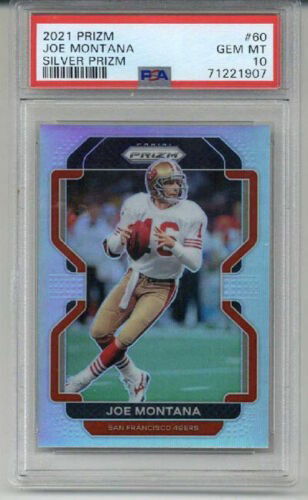 2021 PANINI PRIZM SILVER PRIZM #60 JOE MONTANA CARD 49ERS PSA 10 LOW POP