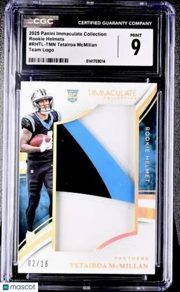 2025 Panini Immaculate Collection Tetairoa Mcmillan #RHTL-TMN Team Logos Parallel/Variety Rookie Memorabilia Insert 9 Pa