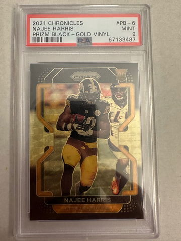 2021 Chronicles Najee Harris Prizm Black-Gold Vinyl 3/5 PSA 9