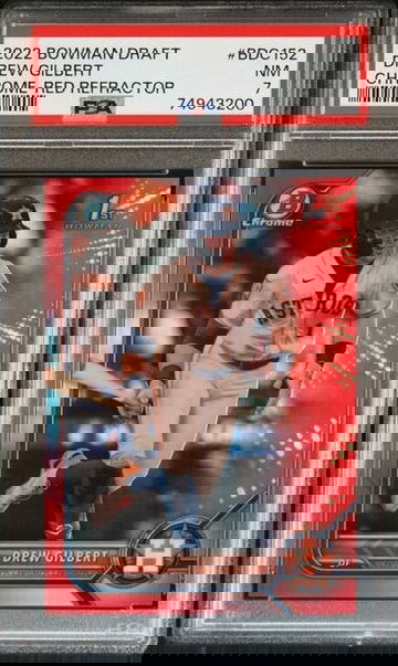 2022 Bowman Draft DREW GILBERT RED Refractor JERSEY #'d 1/5 1ST RC PSA 7 NM