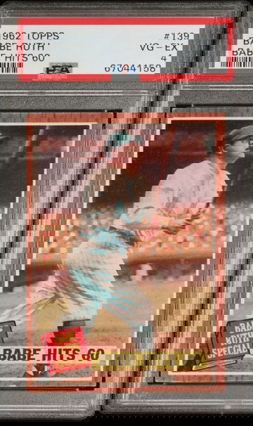 1962 Topps Babe Ruth Babe Hits 60 #139 Correct Version PSA 4 VGEX NICE1