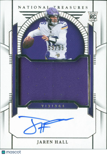 Jaren Hall 2024 Panini National Treasures Patch RC Memorabilia Auto /99 Minnesota Vikings