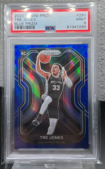 2020 Panini Prizm Tre Jones Blue Prizm /199 RC Rookie PSA 9
