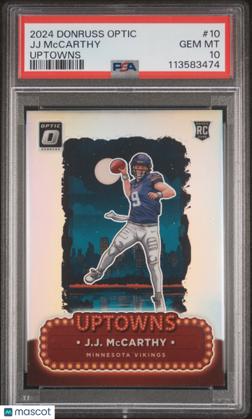 2024 Panini Donruss Optic Uptowns JJ Mccarthy #10 PSA 10