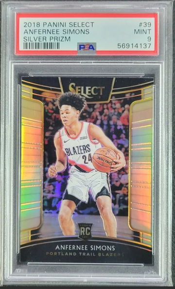 2018 Panini Select Anfernee Simons Silver Prizm Concourse RC PSA 9
