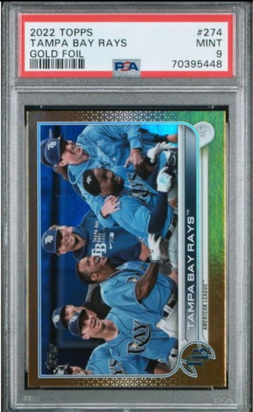 2022 Topps #274 Tampa Bay Rays Gold Foil PSA 9