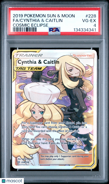 2019 Pokemon Sun & Moon Cosmic Eclipse Cynthia & Caitlin Fa Cosmic Eclipse PSA 4 #228
