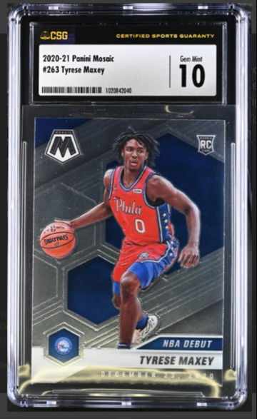 2020 Panini Mosaic Tyrese Maxey Rookie Card CSG 10 Gem Mint