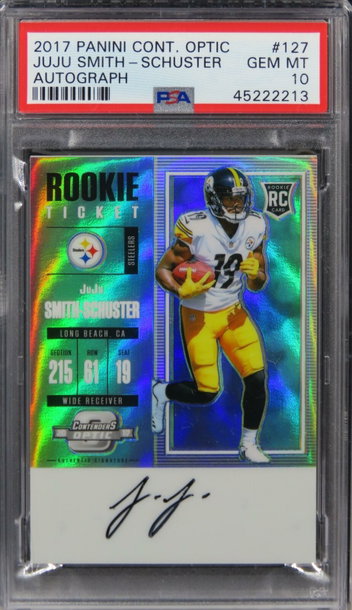 2017 Panini Contenders Optic Juju Smith-Schuster AUTO ROOKIE #127 PSA 10 GEM MT