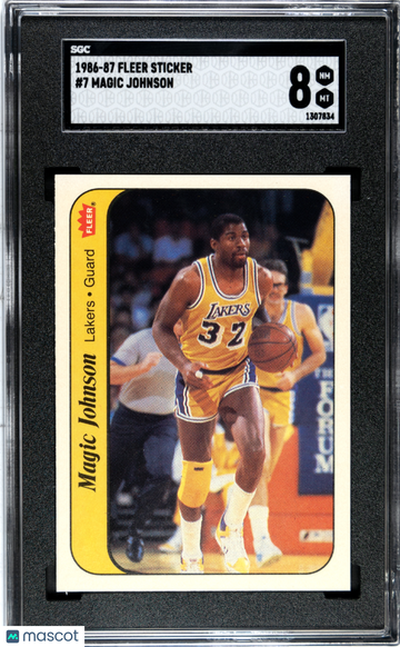 1986 Fleer Sticker Magic Johnson #7 SGC 8
