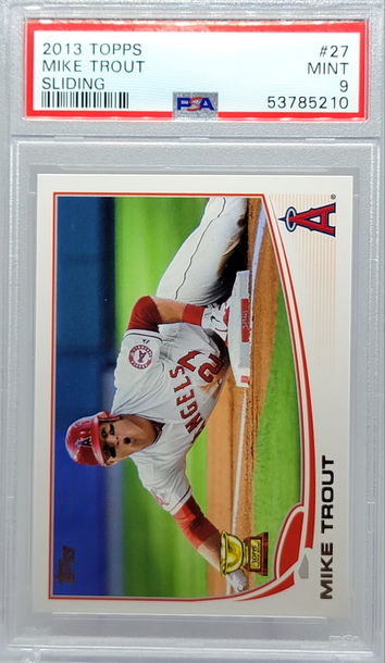 2013 TOPPS #27 MIKE TROUT SLIDING PSA 9