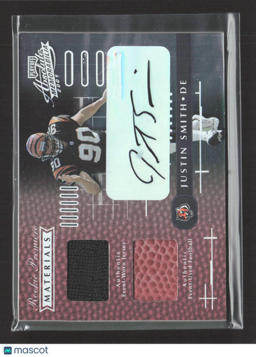 2001 Playoff Absolute Memorabilia Justin Smith #176 Authentic Event-Worn Jersey Authentic Event-Used Football